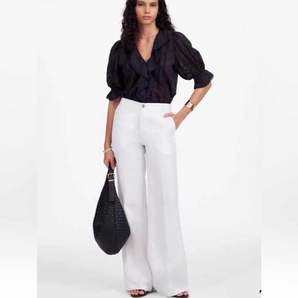 Madewell White The Petite Zoe Relaxed Wide Leg Pants 8P NWT - Picture 1 of 6